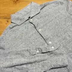 グレーESTNATION【美品】ドレスシャツ　無地　　長袖　L 灰　霜降り