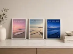 サーフアート3枚セット 2L判 海インテリア 西海岸ヒーリング