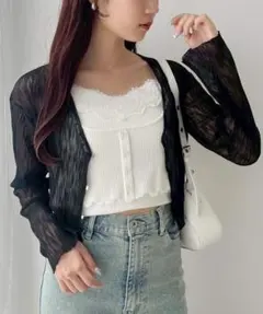 タグ付き新品 NICE CLAUP ナイスクラップ レース付きレイヤードキャミ