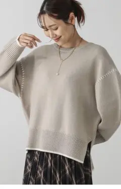 新品　GLOBAL WORK グレージュ　ベージュ　毛玉になりにくいニット　M