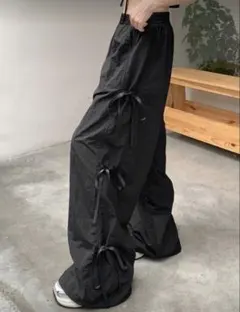 SHEIN DAZY ボトムス リボン カジュアルパンツ カーゴパンツ ブラック