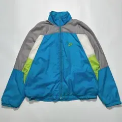 90s ナイキ ナイロンジャケット 銀タグ L 青系 ワンポイント 刺繍6027