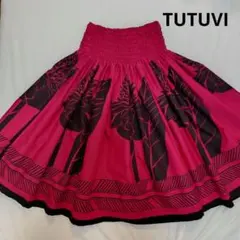 【最終価格】TUTUVI 黒 濃いピンク ダブル パウスカート フラダンスのサムネイル