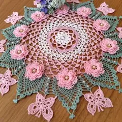 ❈Handmade❈ レース編み ☆花&蝶 ☆ドイリー
