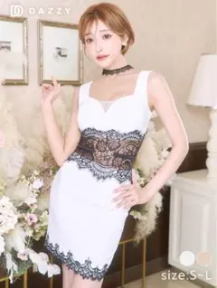 明日花キララ着用モデル DAZZY ウエストレース切り替えモノトーンタイトドレス