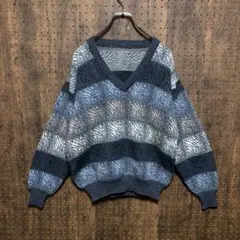 イタリア製　ニット　セーター　vネック　ウール　アルパカ　グレー　rkn046