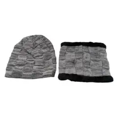 ニット帽 ネックウォーマー セット グレー 灰 メンズ