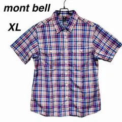【大きいサイズ】mont bell モンベル　チェック柄 半袖 シャツ　XL