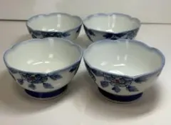 有田焼　三峰窯　高台鉢　高台皿　高台小鉢　4客　染付 和食器のサムネイル