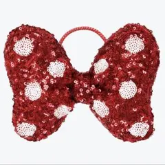 ディズニー ミニー リボン ヘアゴム ドット柄 リボン キラキラ 赤