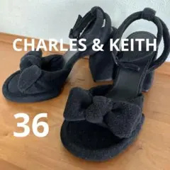 【美品】✨CHARLES & KEITH✨リボンチャンキーヒールサンダル黒36のサムネイル