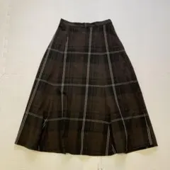 Dessin チェック柄ロングフレアスカート Lサイズ
