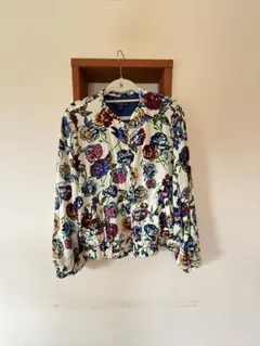 ZARA trf_outerwear 花柄ノーカラージャケット Lサイズ