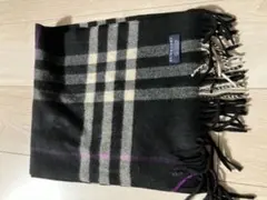 【100%カシミア】BURBERRY チェック柄マフラー ブラック/ベージュ