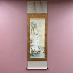 美品 掛け軸 白鳥映雪筆「古城惜春」 桜 縁起物 美人画 おもてなし
