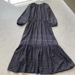 ハッシュアッシュ　ティアードワンピース花柄総柄長袖マキシ丈　サイズＬ　体型カバー