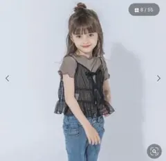 【2点セット】アーバンチェリー　メロウリブトップス＋ドットチュールキャミソールのサムネイル