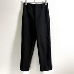 GU◇裏起毛　スラックス　テーパードパンツ　暖パン　秋冬　ウエストゴム　黒　XS