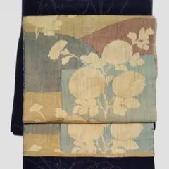 紬地万寿菊柄名古屋帯