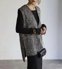 Bonjour Sagan Vネックツイードベスト グレー FREE