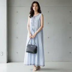 G9592*ユナイテッドアローズ☆ノースリーブ☆マキシ丈☆ワンピース☆水色