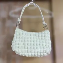 アイボリー 編み物 ショルダーバッグ