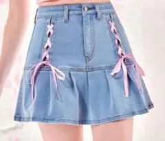 SHEIN ROMWE レースアップデニムスカート♡のサムネイル