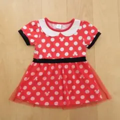 【Disney】女の子　ミニーワンピース/90/minnie/赤/ドレス