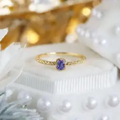 天然タンザナイト トライアングルカット フレンチS925銀14KGP 