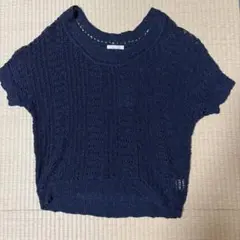 LOWRYS FARM半袖ニット　紺色のサムネイル