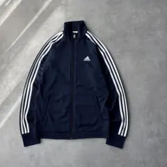 T*6様 17252 アディダス 刺繍ロゴ スリーライン ジャージ 紺色