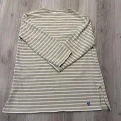 ORIVAL カットソー ベージュストライプ