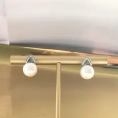 本真珠ピアス 8.8mm S925 大粒 冠婚葬祭 あこや真珠級の輝き ギフト