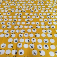 KOKKA ひつじ柄プリントオックス綿生地 イエロー 約110cm幅×100cm