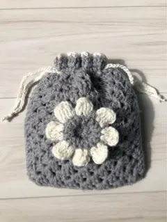 グラニースクエア　花モチーフ　巾着袋