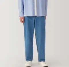 無印良品　紳士　木の実から作ったカポック混デニムワイドパンツ　Ｓ・ブルー