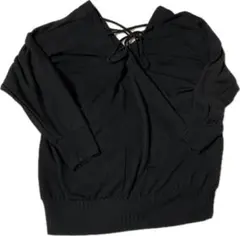 Vネックニット 秋冬 ドルマンスリーブ カジュアル ゴスロリ 地雷系 リボン 黒