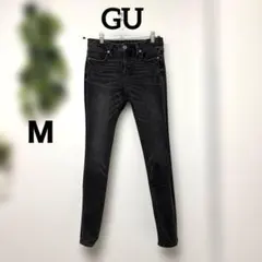 【GU】ストレッチスキニージーンズ ブラックグレーウエストウォッシュ64cm Ｍ