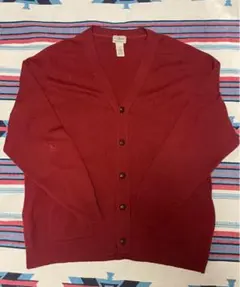 古着　L.L.Bean 90s ラムウールニットカーディガン　ラトビア製　ユーロ