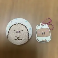 すみっコぐらし　とんかつ　刺繍缶バッジとラバマスキーホルダーセット