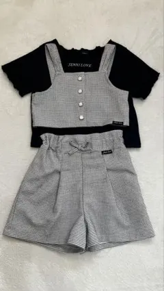 JENNI LOVE チェック ビスチェ3セット 140 カットソー半袖 パンツ
