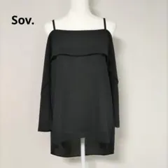 Sov. ソブ 袖付き ブラック オフショルダー キャミソールのサムネイル