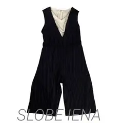 SLOBE IENA Ｖネック　ワイドパンツ　オールインワン　ストライプ