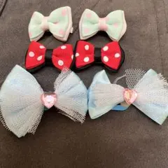 カラフルリボンヘアピンセット 6個