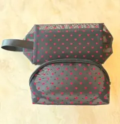 ❤︎新品未使用❤︎メッシュポーチ❤︎ベロアハート❤︎ブラック×レッド❤︎スピード発送❤︎