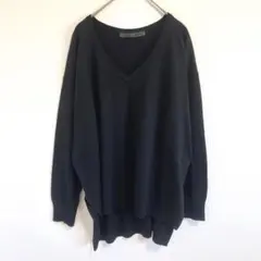 ◉spick&span　黒　Ⅴネック　ニット　長袖　F　無地　トップス