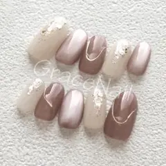 No.2215 現品販売！ネイルチップ　ブラウン/ミラー/マグネット