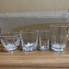 쇼와 레트로 ガラス製グラス ショットグラス 小付グラス4個セット 形違い