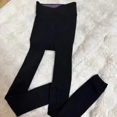 ハイウエスト黒パンツ フリース裏地