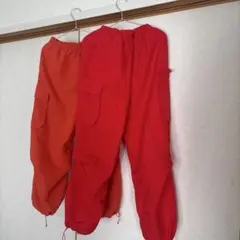 カーゴパンツ　赤　オレンジ　2点セット